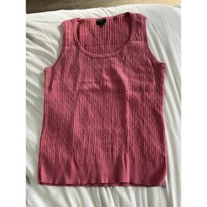 Talbots Women's Pink Sleeveless Scoop Neck Ribbed Cable Knit Tank Large Spring